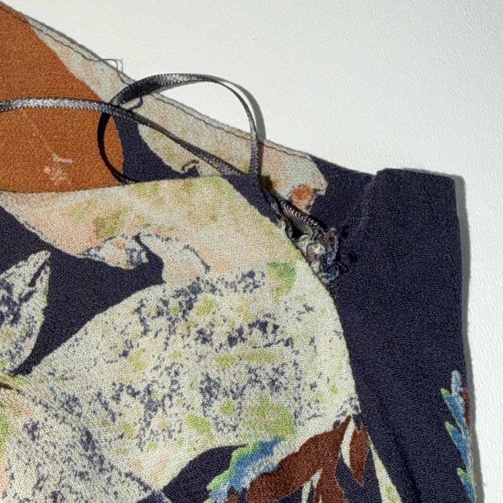 FREE PEOPLE Island Time One Shoulder Cropped Jumpsuit Sz S Blue Floral Wide Leg - Picture 6 of 10